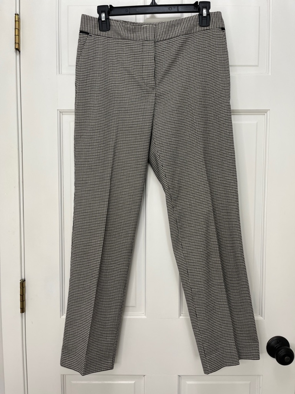 Talbots Tailored Black & White Houndstooth Straight Leg Trousers - Size 6